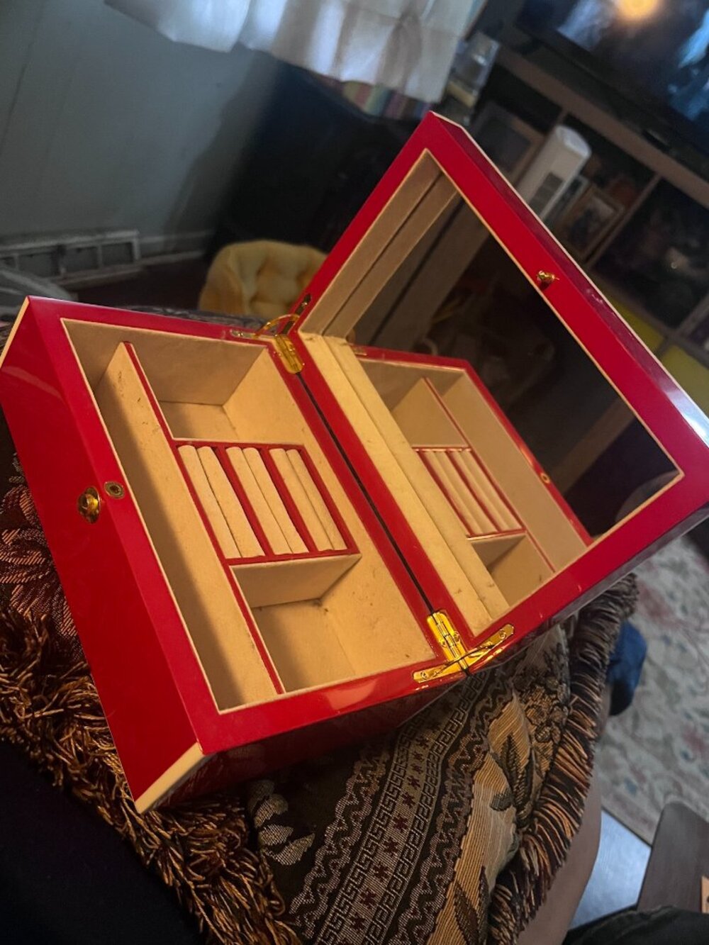 6x9 Red Jewelry Box with Mirror Inside